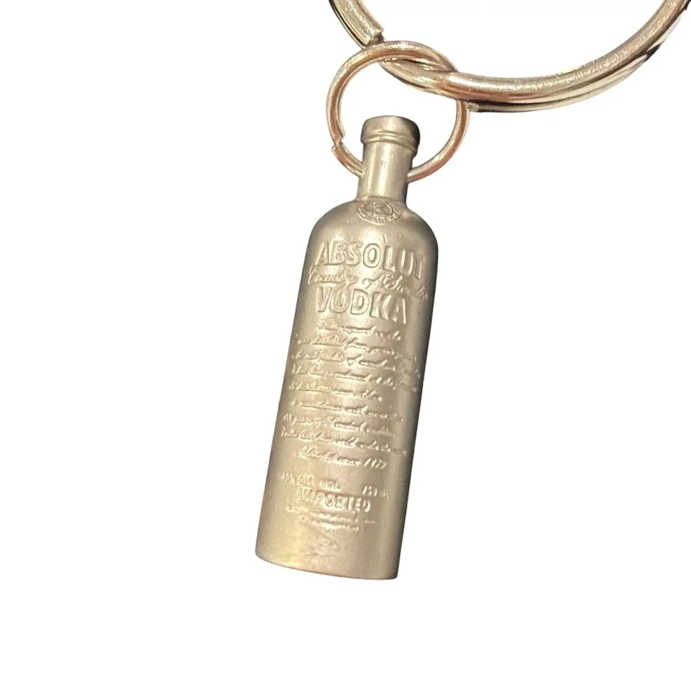 Absolut Vodka Keychain Silver Metal Bottle CharmFranklin Mint  Vintage Barware